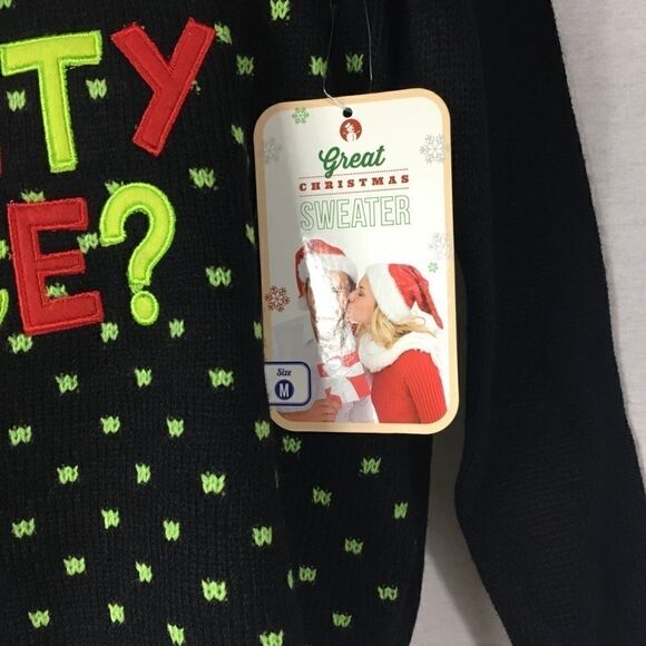 Merry Christmas sweater black green red Medium NWT all embroidered - Picture 4 of 4